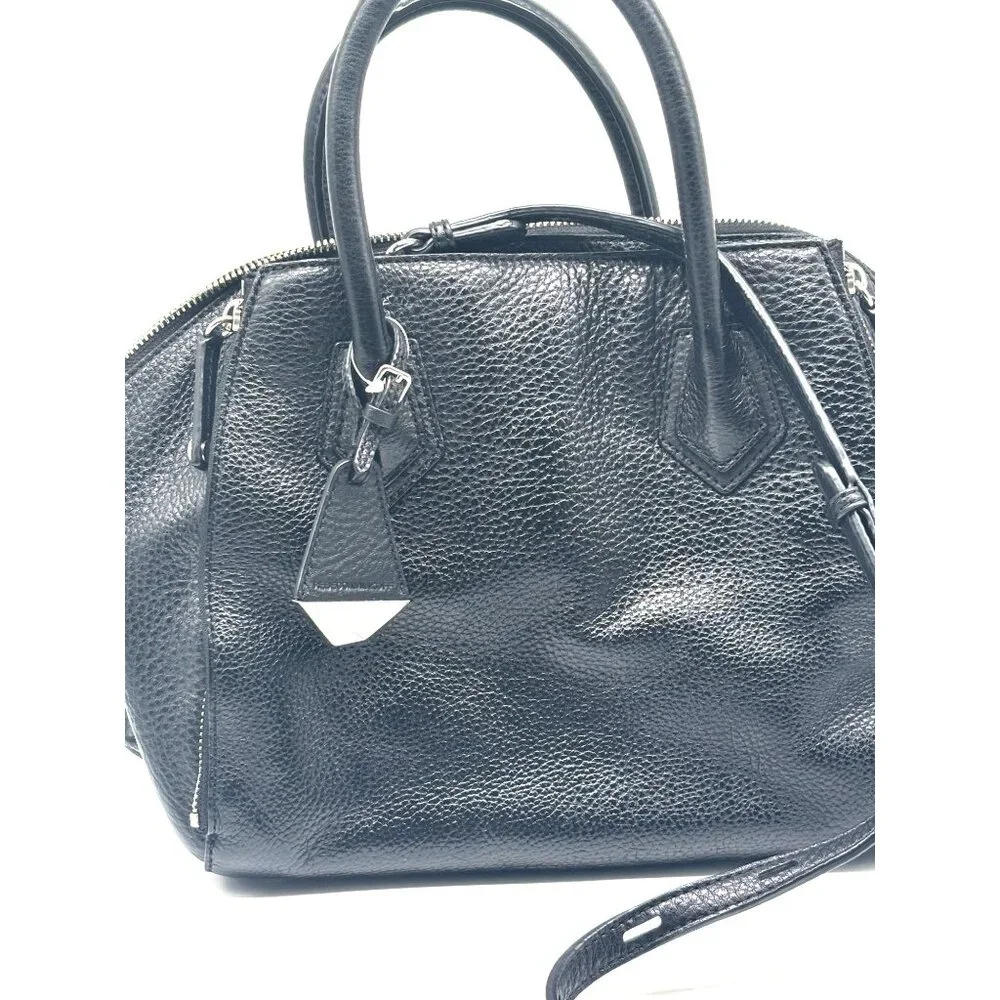 Rebecca Minkoff Textured Leather Mini Perry Satchel in Black